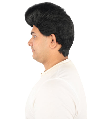 HPO Adult & Teen Men's Sleek Updo Theatrical Wig | Icy silver tone, create of synthetic fiber, striking swept front volume, breathable base | Party, Halloween, theater, drag, performance, costume events