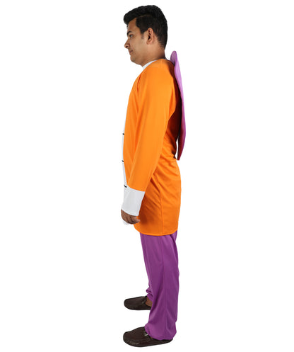 HPO Men's Martial Arts Master Costume | Anime Roshi Cosplay Orange Top Purple Pants Outwear Set | Comic Con Halloween Stage Performance Wardrobe Piece