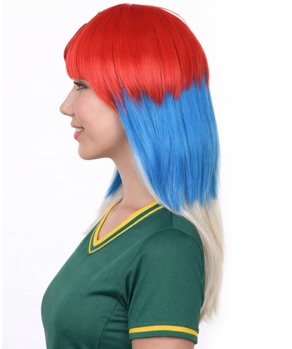Serbia Flag Sport Party Long Bob Wig | Premium Breathable Capless Cap