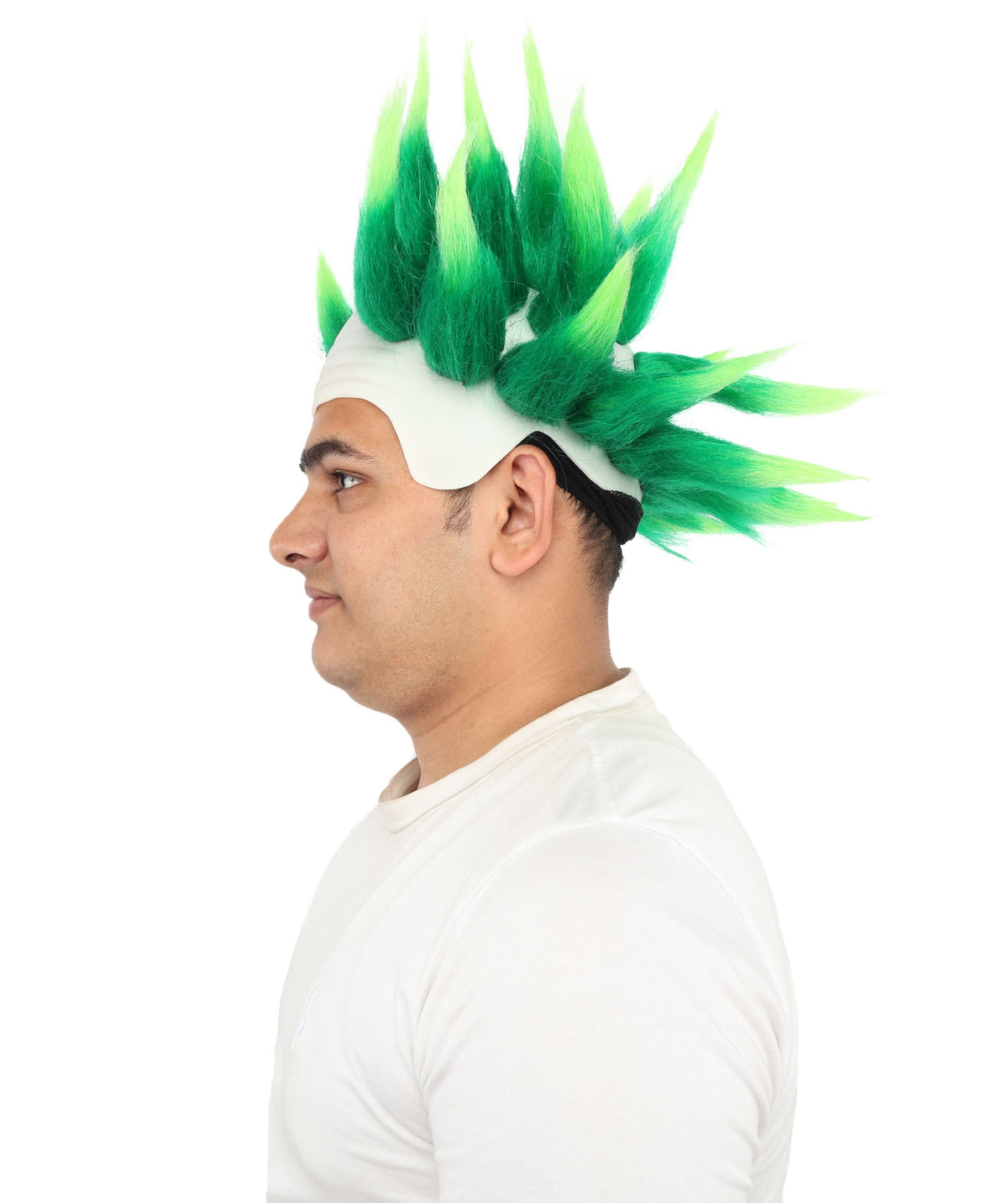 HPO Adult Men's Spiky Bald Illusion Wig | Multiple Color Options  |  Two-tone vibrant hue, create of synthetic fiber, stiff spiked volume, integrated forehead piece | Party, Halloween, theater, drag, performance, costume events