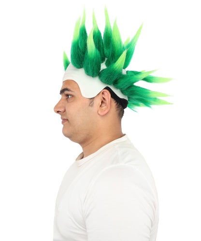 HPO Adult Men's Spiky Bald Illusion Wig | Multiple Color Options  |  Two-tone vibrant hue, create of synthetic fiber, stiff spiked volume, integrated forehead piece | Party, Halloween, theater, drag, performance, costume events