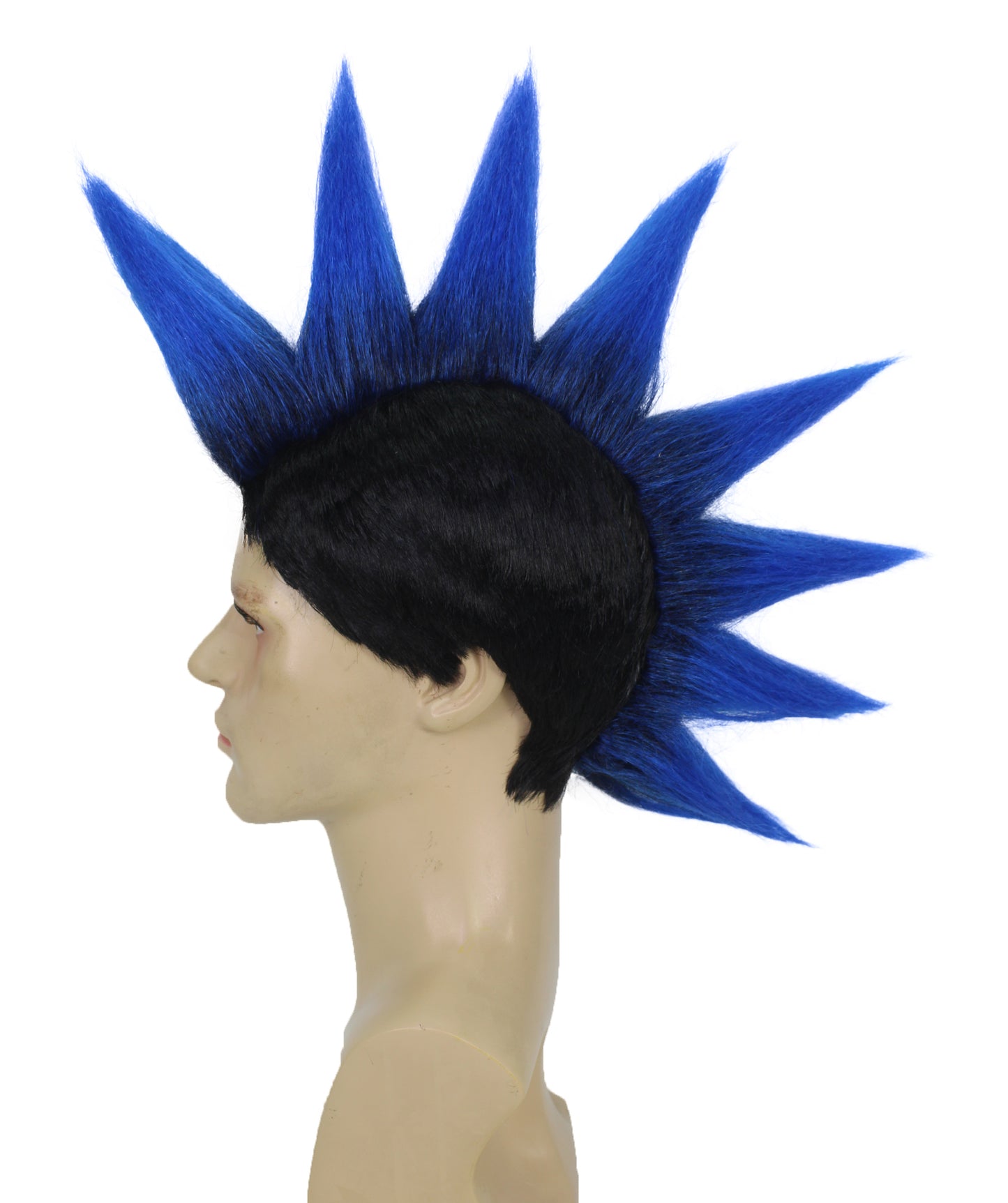 HPO Adult Men's Karate Cobra Mohawk Blue & Black Wig – Perfect for Halloween & Cosplay, Premium Breathable Capless Cap