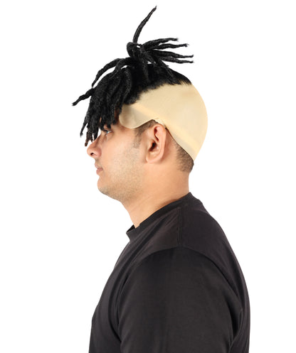 HPO Men’s American Rapper Dark Blue Dreadlock Updo Wig I Non-flammable Synthetic Fiber Wig