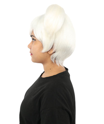 HPO Adult Women's Anime Trainer Character Wig | Vibrant hue multicolor options, create of synthetic fiber, short choppy bob with high side ponytail, breathable base | Cosplay, Halloween, theater, party, performance, costume events