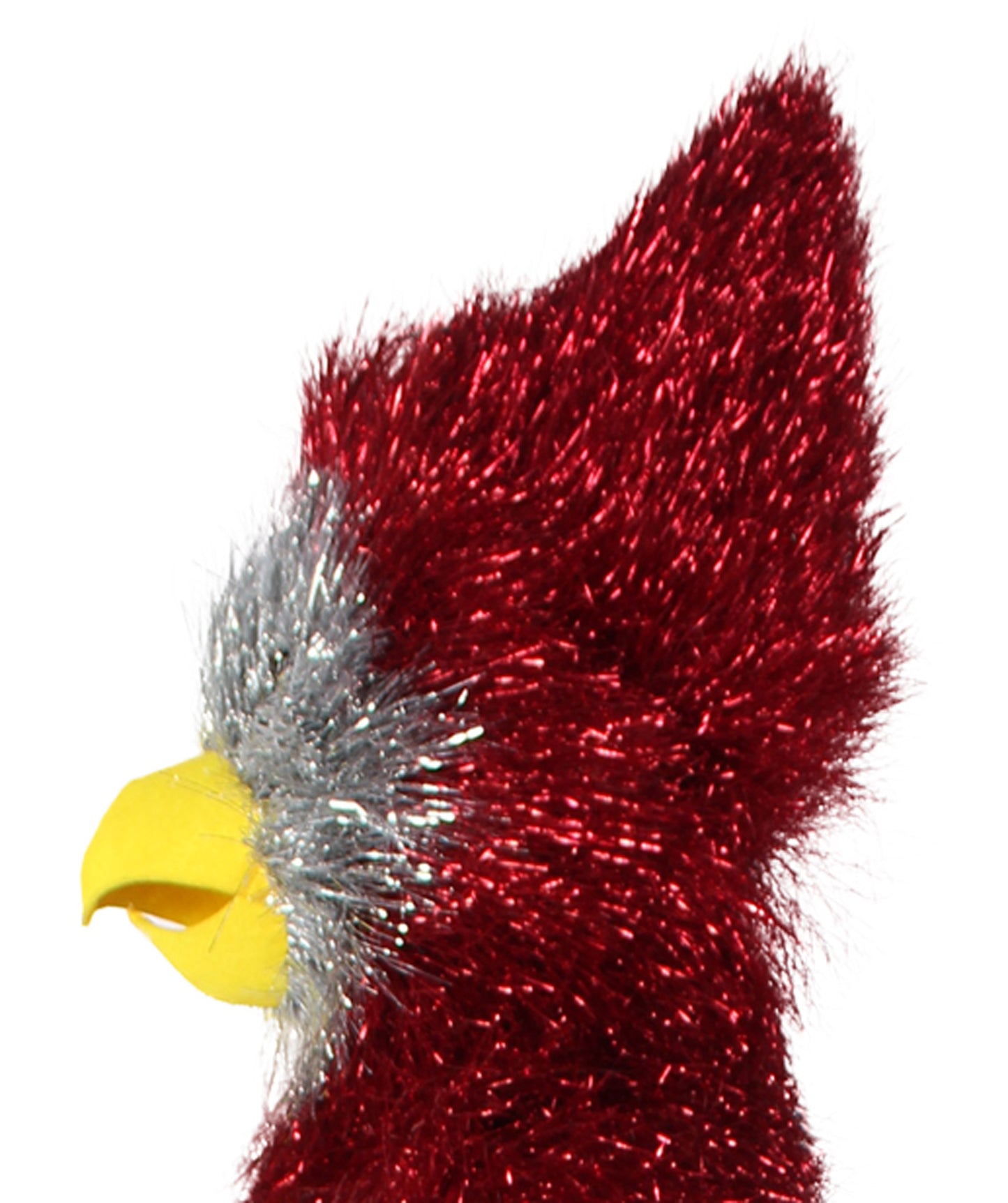 HPO Men's Furry Cardinal Mascot Tinsel Mask Costume, Halloween-Mask, Flame-retardant Tinsel Material