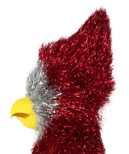 HPO Men's Furry Cardinal Mascot Tinsel Mask Costume, Halloween-Mask, Flame-retardant Tinsel Material