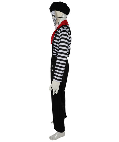 HPO Adult Men’s Classic Black and White Mime Costume – for Halloween and Themed Parties