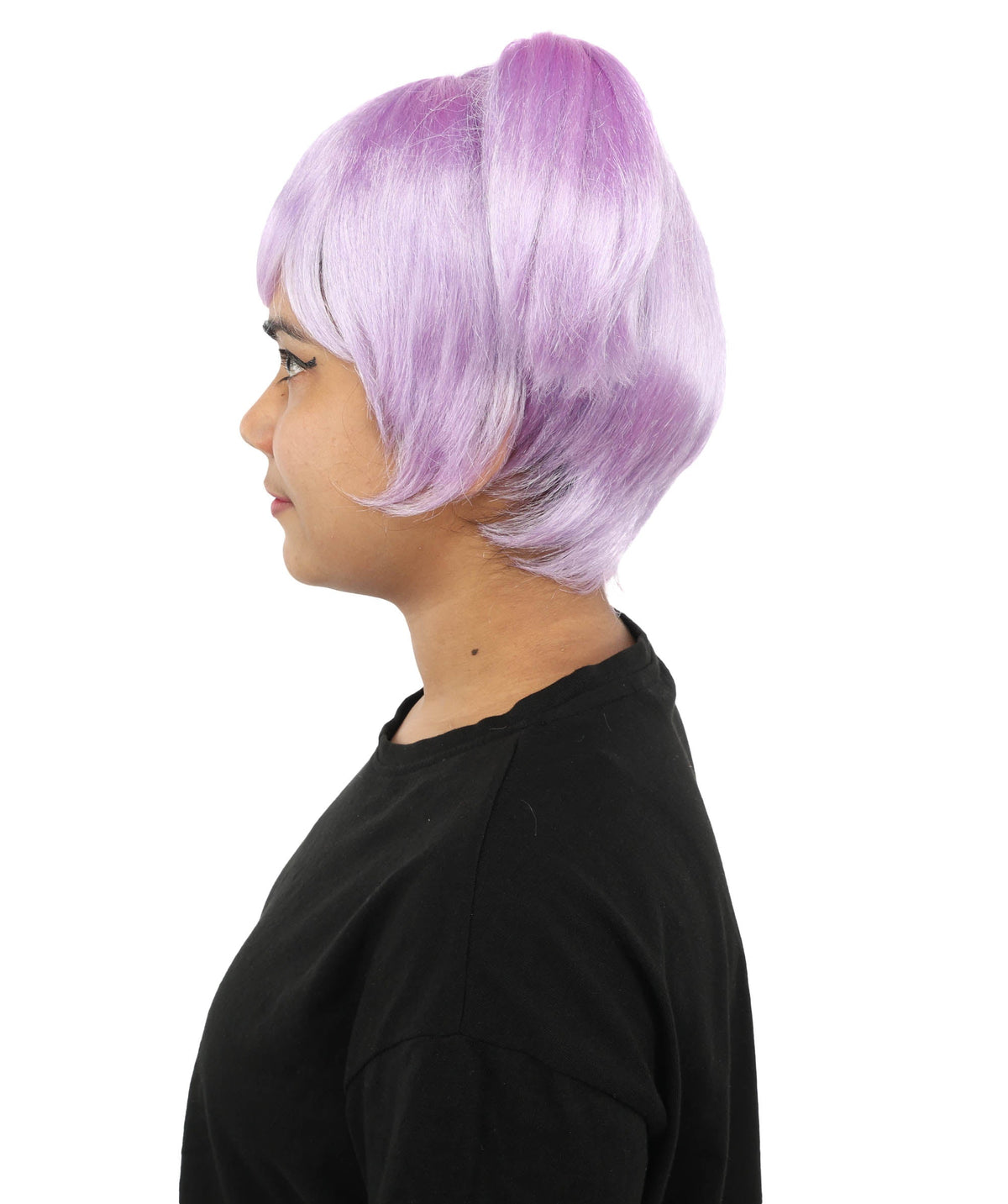 HPO Adult Women's Anime Trainer Character Wig | Vibrant hue multicolor options, create of synthetic fiber, short choppy bob with high side ponytail, breathable base | Cosplay, Halloween, theater, party, performance, costume events