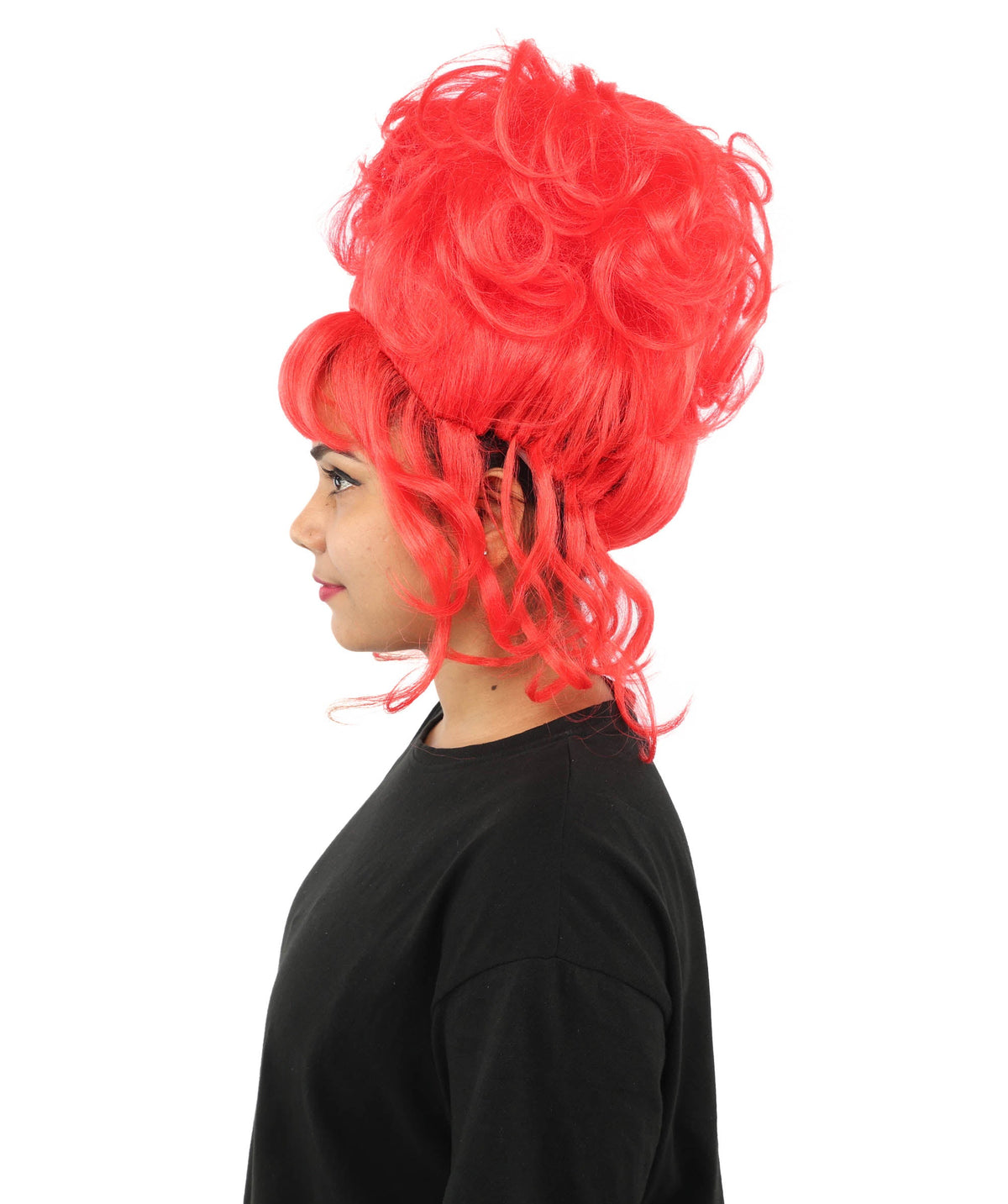 HPO Adult Women's Elegant Updo Tendril Wig | Multiple Color Options | Pastel peach hue, create of synthetic fiber, high teased volume with face-framing strands, breathable capless cap | Party, Halloween, theater, drag, performance, costume events