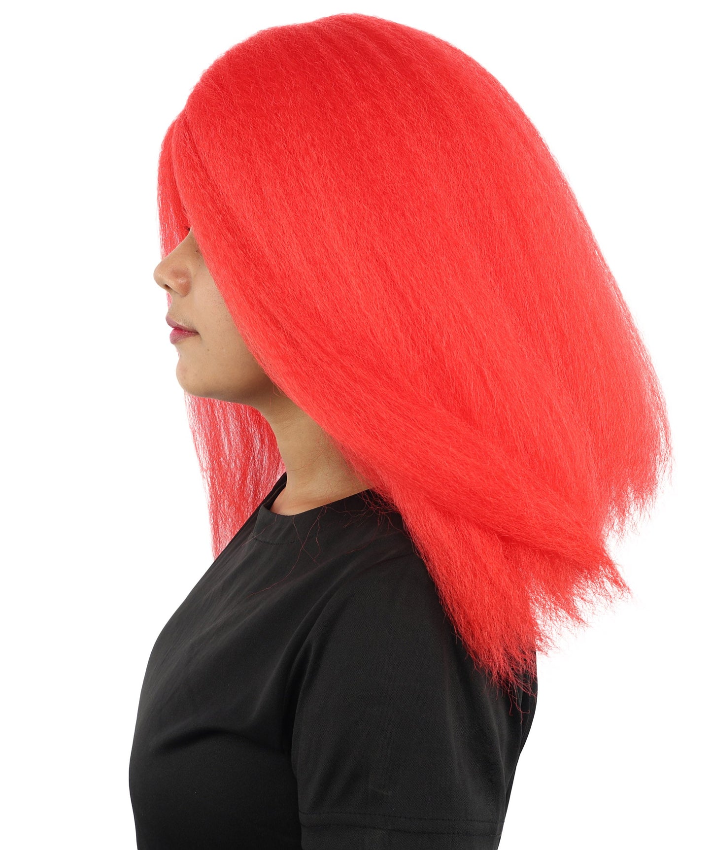 HPO Adult Women's Long Rounded Cartoon Hair Wig | Multiple Color Options | Bubble Bob, Deep Side Part, Heat Friendly Synthetic Strands & Breathable Net | Fancy Dress, Stage Show, Animated Character Events, Halloween & Festival