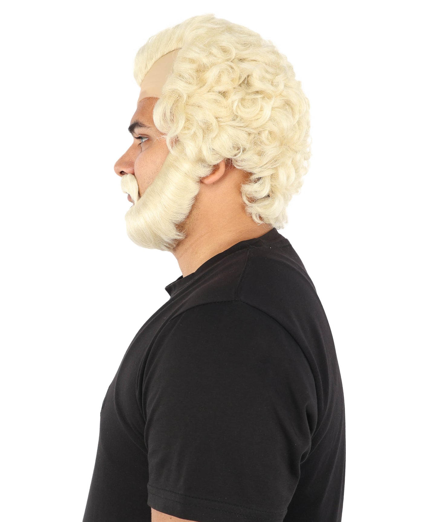 HPO Men’s Short Brown Curly Wig Beard & Mustache Set – Messy Sleepy Style Wig with Natural Afro Curls | Animated Movie-Inspired for Halloween & Cosplay Characters