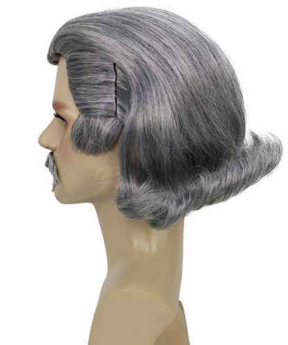 Men's Black Slick Back Dutch Van Der Linde Wig – Red Dead Redemption Inspired Costume Wig for Cosplay & Halloween – Realistic Long Curly Slick Back Hair Wig for Men