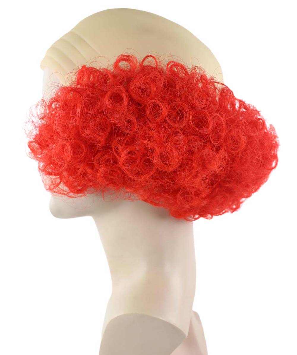 Bald Curly Red Mens Clown Wig | Red Wig With Cap | Flame-Retardant Synthetic Fiber