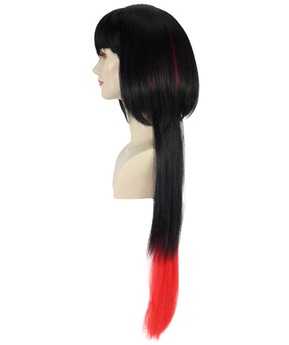 HPO Women's Jane Doe Black & Red Wig | Straight Synthetic Hair | Halloween Party, and Themed Event Accessory