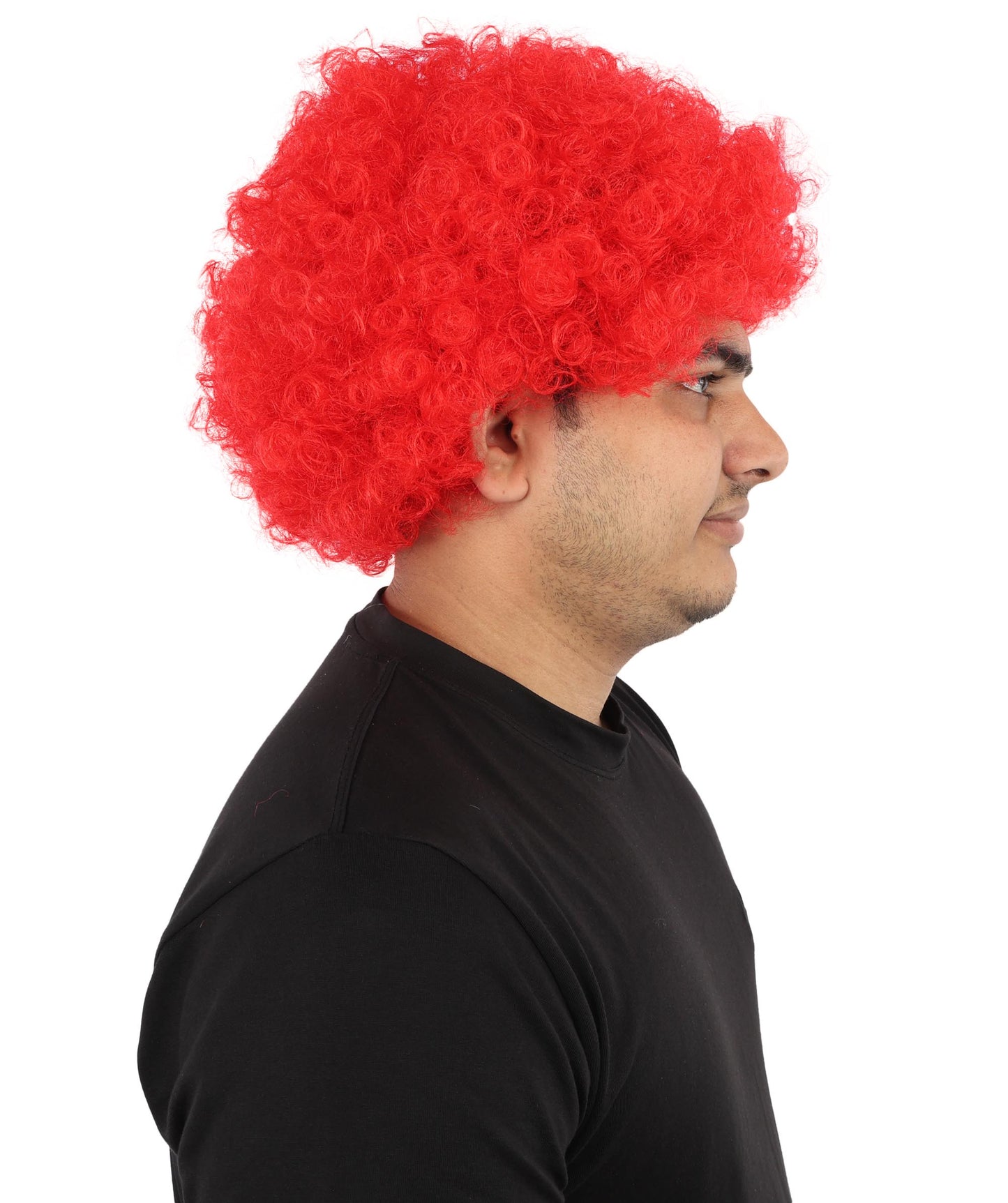 HPO Men's Multi-Color Options Curly Clown Wig | Flame-Retardant Synthetic Fiber and Standard Cap | Ideal for Parties, Cosplay, and Themed Events