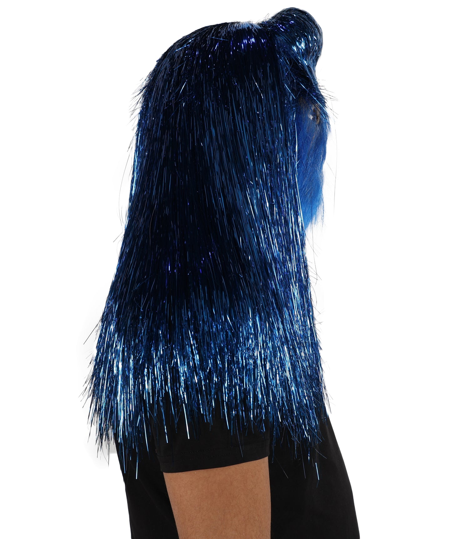 HPO Unisex Teen Extreme Tinsel Hairy Person Costume Bundle & Mask Set - Full-Body Tinsel Hair Suit Extra-Long Costume Wig for Halloween, Cosplay & Parties - Multiple Color Options