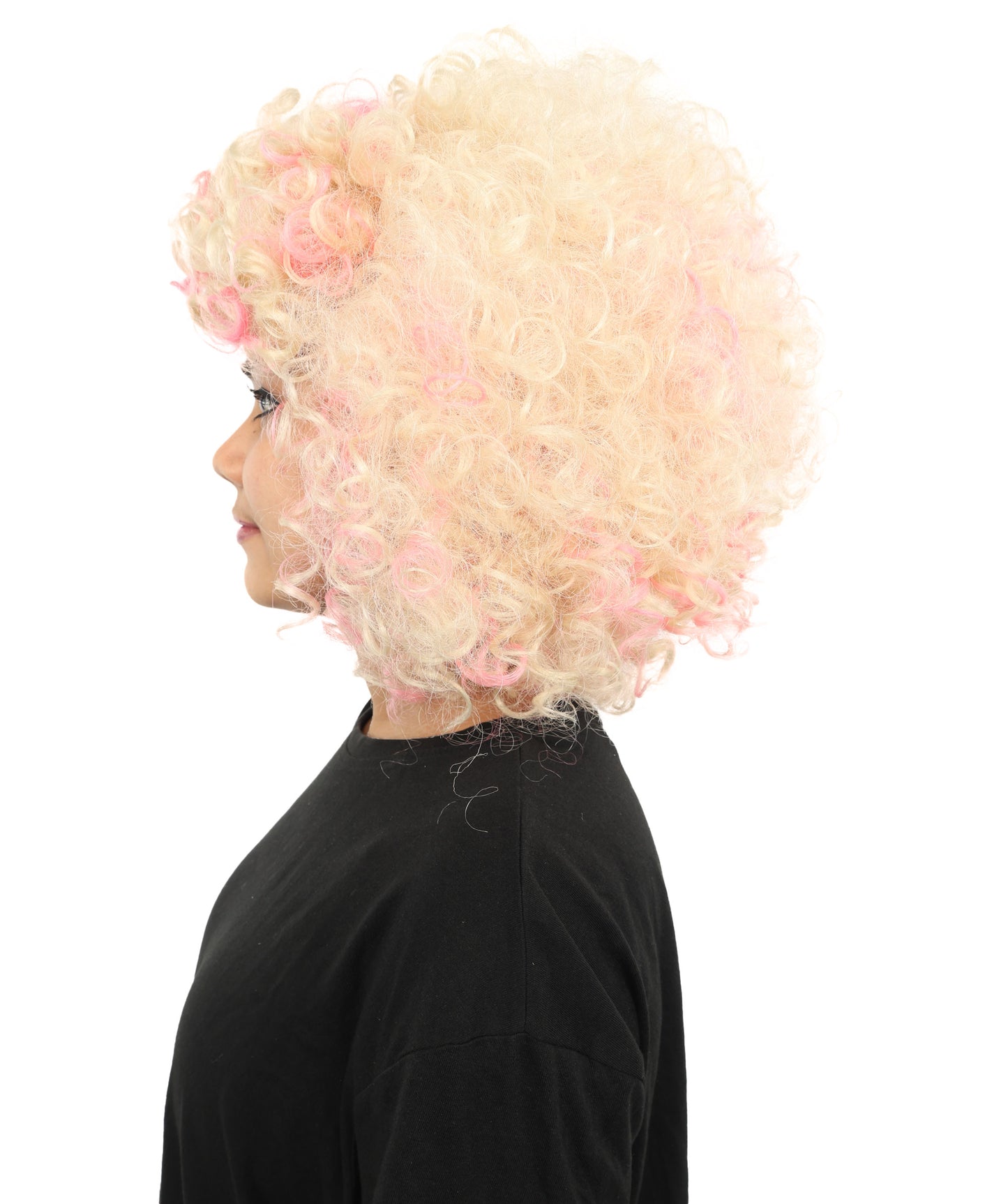 HPO Women's Medium Curly Pop Star Wig | Sleek Synthetic Hairstyle with Bold Vibes | Cosplay, Halloween , Stage Performance & Festival Fashion