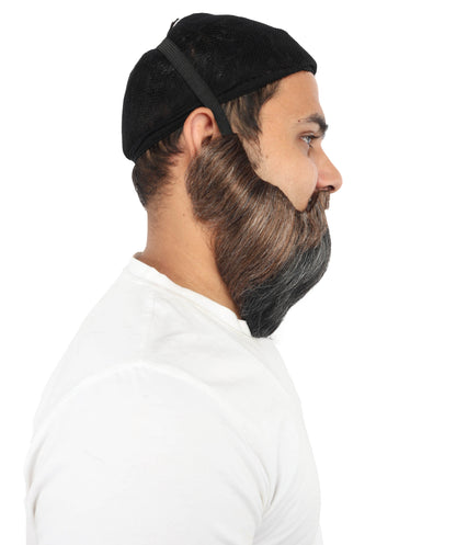 HPO Men’s Black & Grey Beard and Mustache Set | Realistic Shaped Beard for Party, Halloween & Cosplay Characters | Lightweight & Comfortable Fit