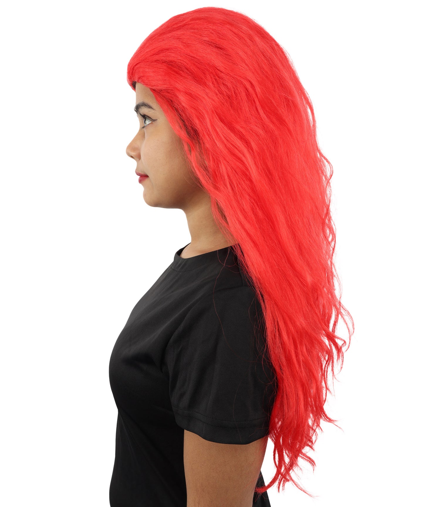HPO Women’s Pink Long Wavy Wig | 25 Inch Long Hair with Capless Cap Design | Ideal for Playful at Halloween Cosplay, and Themed Parties