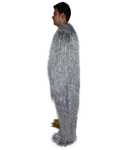 HPO Unisex Tinsel Hairy Two-Part Costume, Bundle & Mask Set | Full-Body Suit & Matching Mask | Long Hair Funny Costume for Halloween, Performers, Cosplay & Mascots