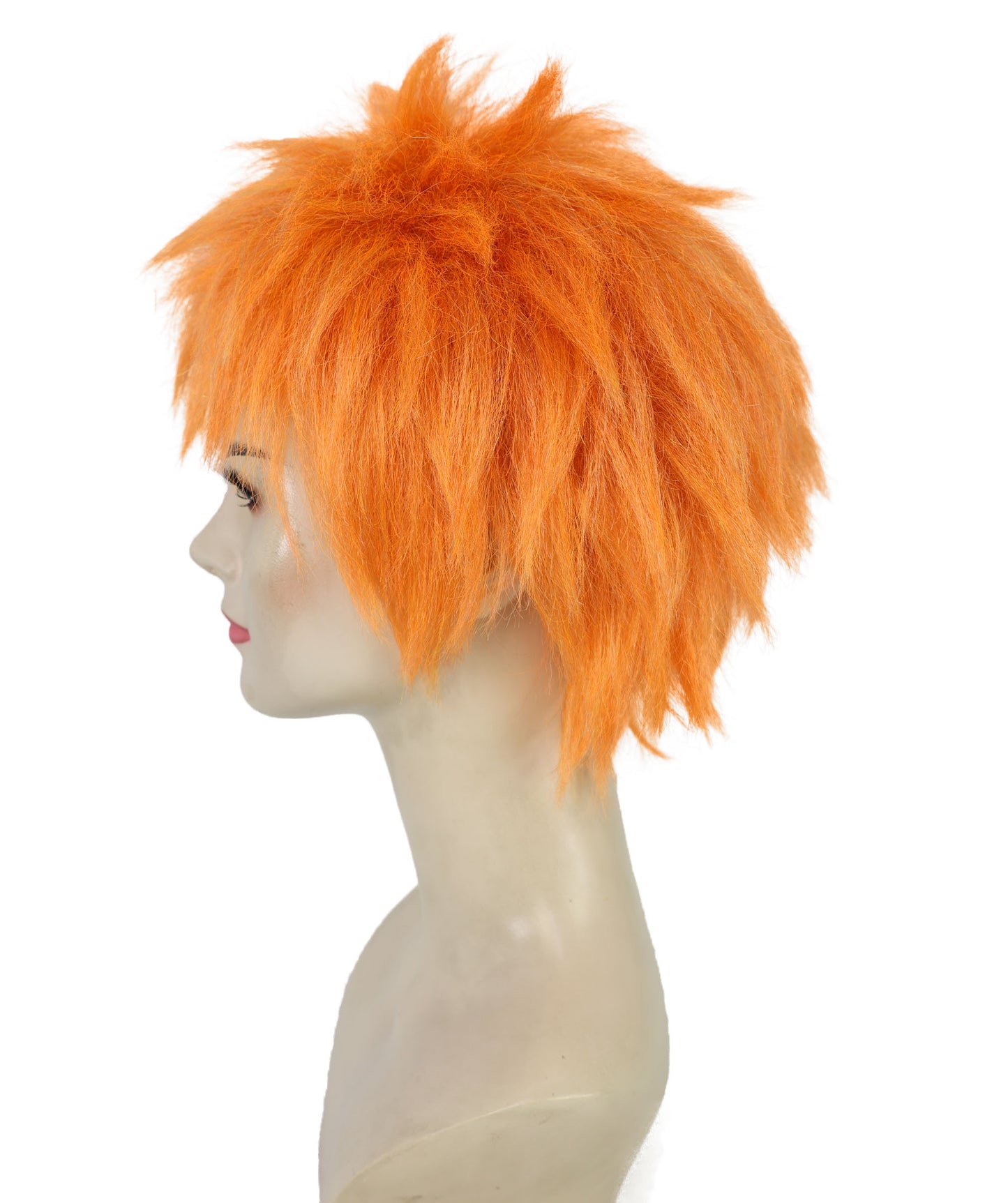 HPO Women’s Vibrant Orange Straight Twin Ponytail Wig  | Ideal for Halloween | Breathable Capless Cap