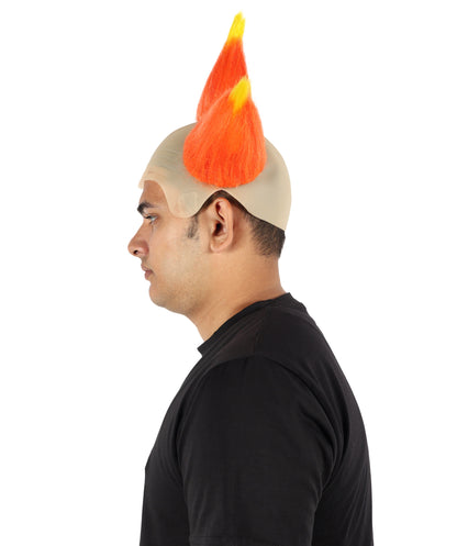 HPO Men's Dark Circus Clown Wig | Wild Orange & Yellow Mixed Straight Hairstyle with Frizzed Volume | Synthetic Wig for Halloween, Cosplay, Parties & Stage