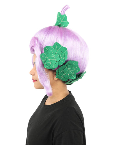HPO Adult Women's Sculpted Pumpkin Show Wig | Multiple Color Options | Create of synthetic fiber, massive spherical updo with green leaf accents, breathable base | Halloween, theater, drag, performance, party, costume events