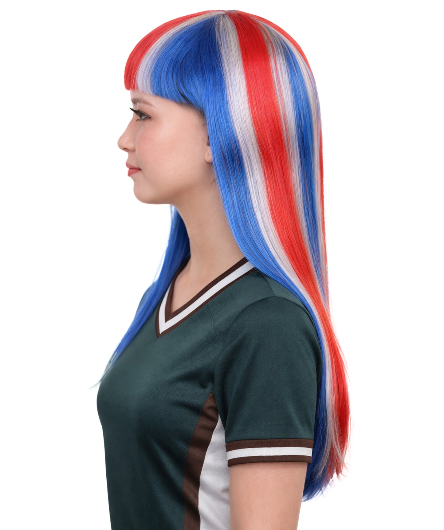 Iceland Flag Sport Party Long Bob Wig | National Pride | Premium Breathable Capless Cap