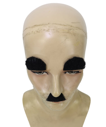 HPO Men's Silent Movie Star Mustache & Eyebrows Set | Classic Mustache and Eyebrow Costume Accessory for Men | Halloween, Cosplay, Stage & Parties