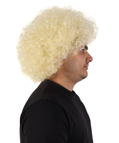 HPO Men's Multi-Color Options Curly Clown Wig | Flame-Retardant Synthetic Fiber and Standard Cap | Ideal for Parties, Cosplay, and Themed Events