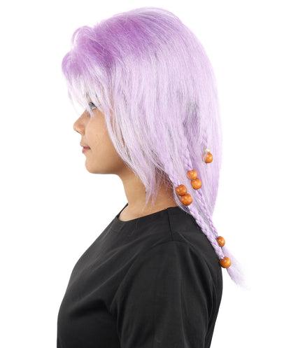 HPO Adult Women's Long Tribal Braided Wig | Multiple Color Options | Dark Shaggy Bob with Beaded Strands, Synthetic Fiber & Breathable Cap | Halloween, Sci-Fi Roleplay, Fantasy Costume