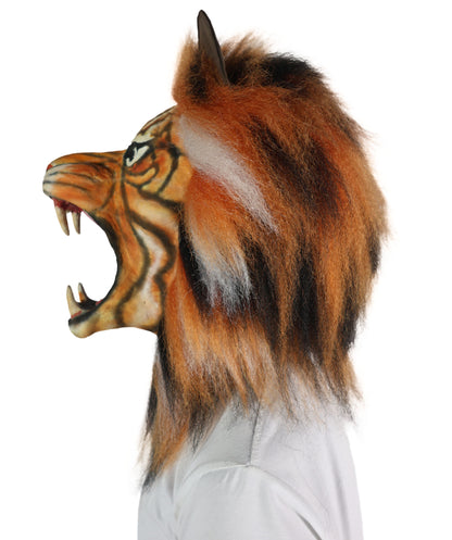 HPO Adult Unisex Fur Tiger Costume, Mask & Bundle Set | Realistic Fur Suit with Headpiece | Ideal for Halloween and Jungle Cosplay