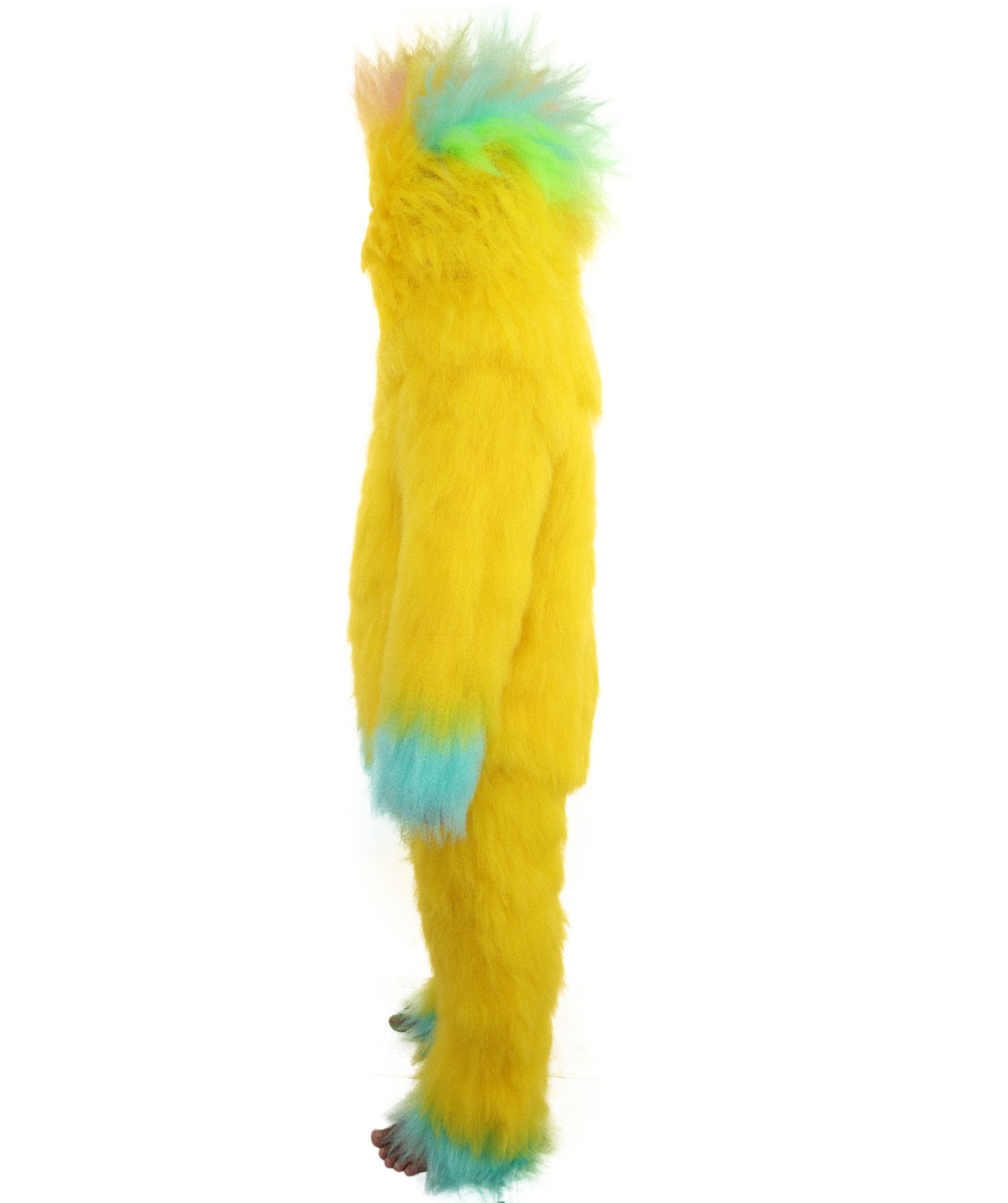HPO Adult 74 Inch Full Animal Monster Bundle Costume & Mask Set – Yellow & Blue Furry Outfit with Screaming Head Mask | Ideal for Mascot Shows, Theater & Party Characters