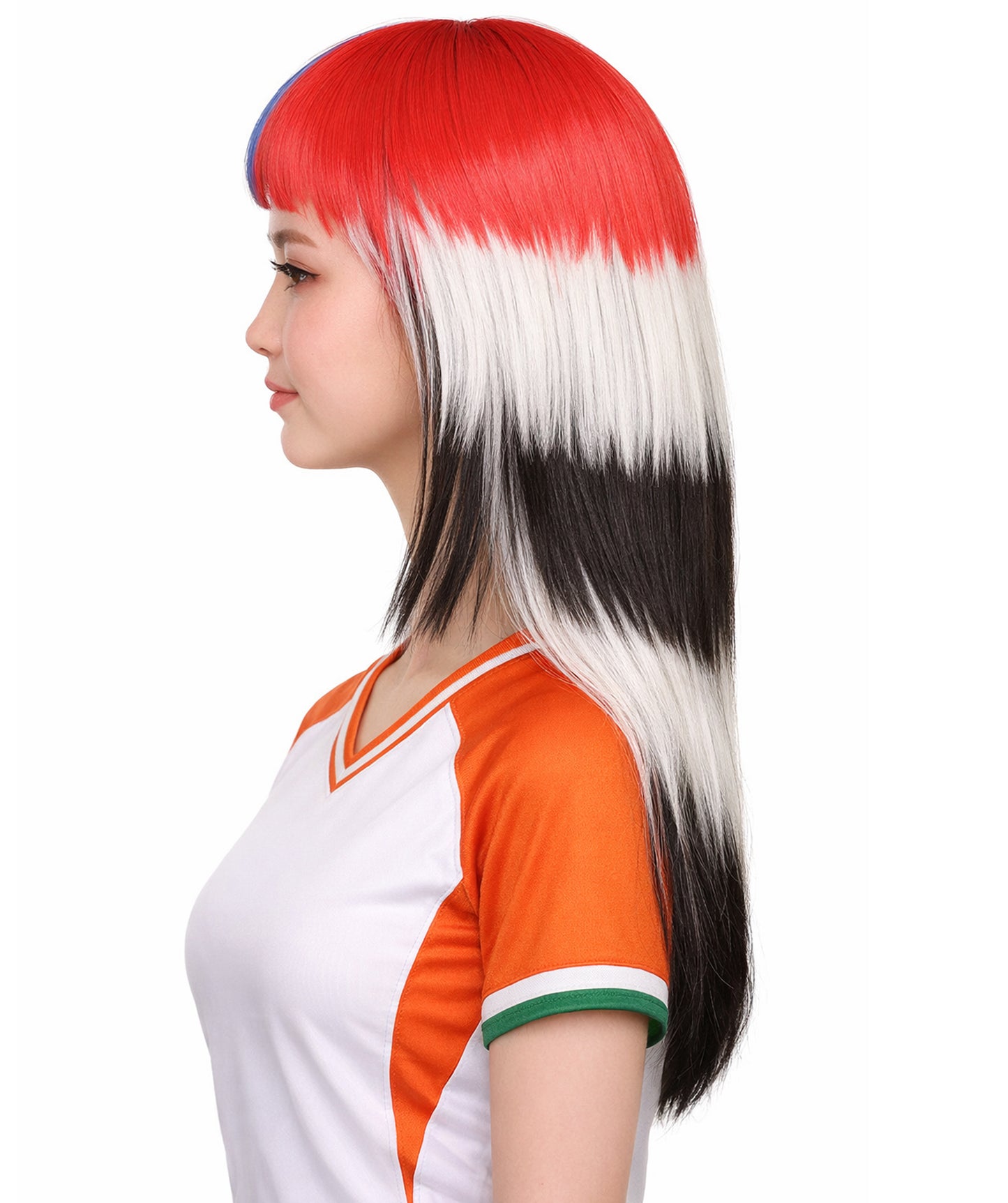 South Korea Flag Sport Party Long Bob Wig | Premium Breathable Capless Cap