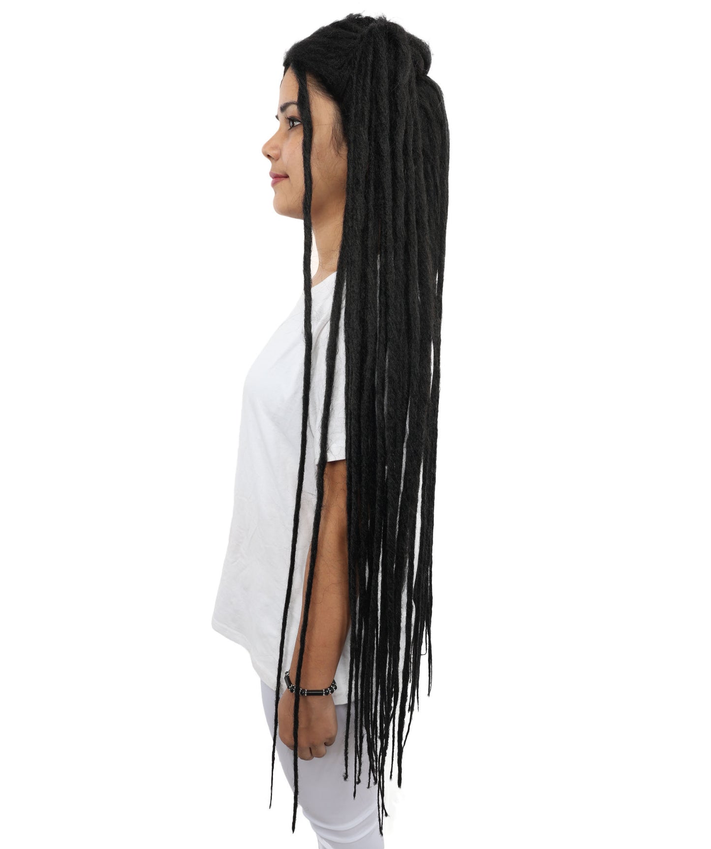 HPO Adult Women's 41" Extra Long Dreadlock Lace Wig | Synthetic Flame-Retardant Fiber | Adjustable Cap for Halloween, Cosplay & Festivals