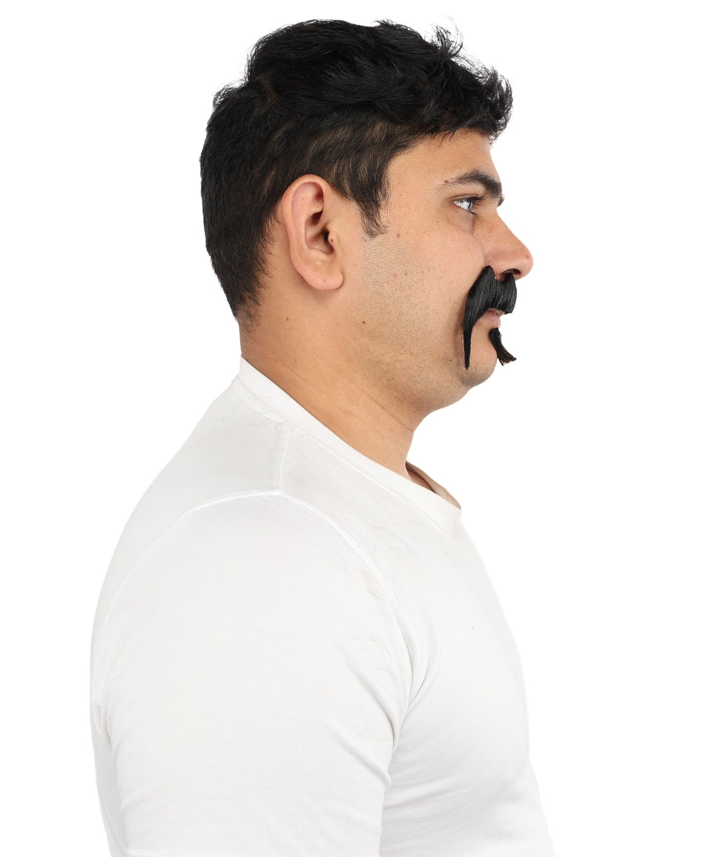 HPO Men’s Bold Horseshoe Mustache with Chin Beard Set – Flame-retardant Synthetic Fiber Fake Facial Hair | Ideal for Halloween Parties, Cowboy, Police Roleplay and Themed Events