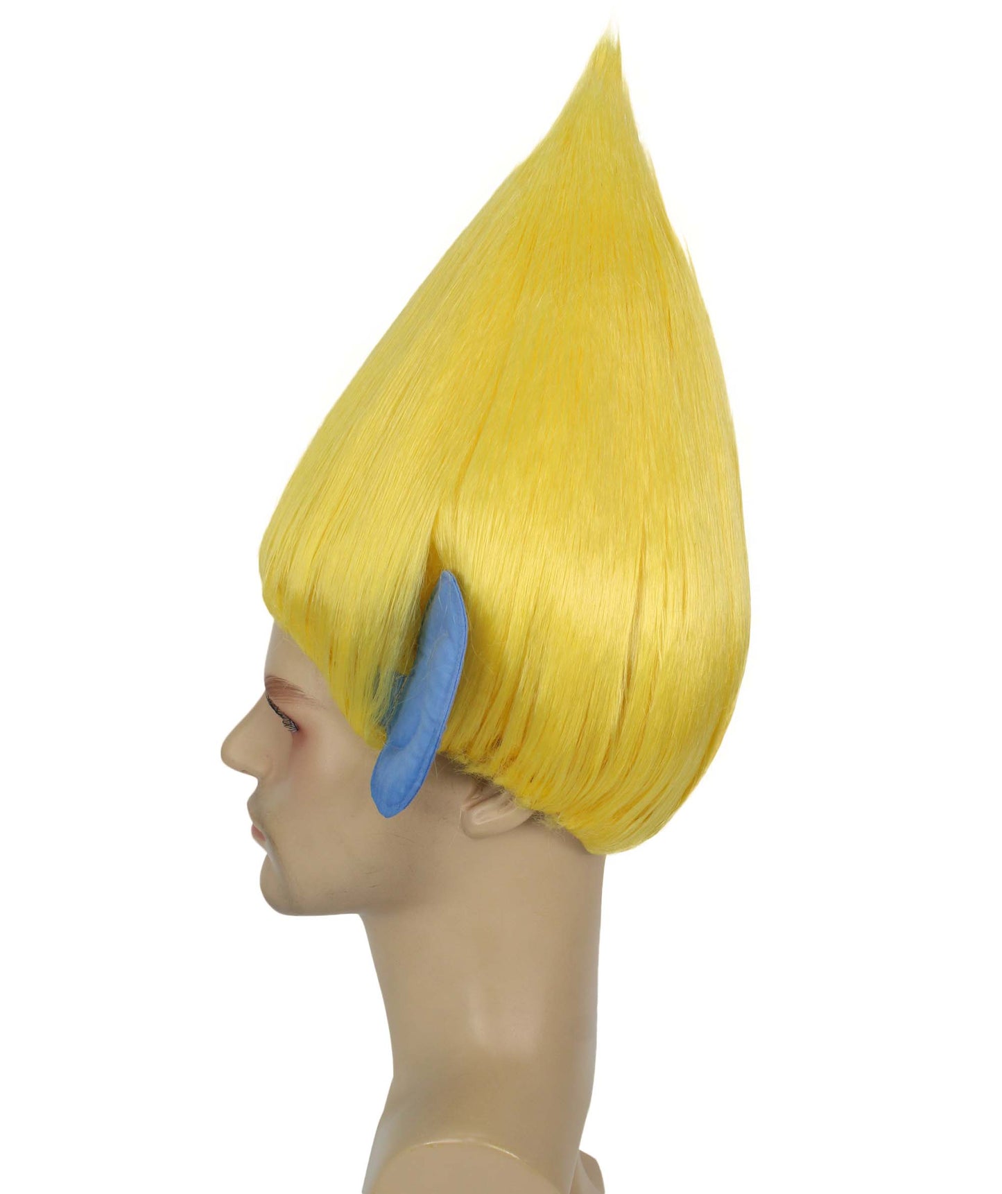 HPO Men's Pointy Diamond Guy Troll Wig with Blue Ears,Multiple Color,Flame-Retardant Synthetic Fiber