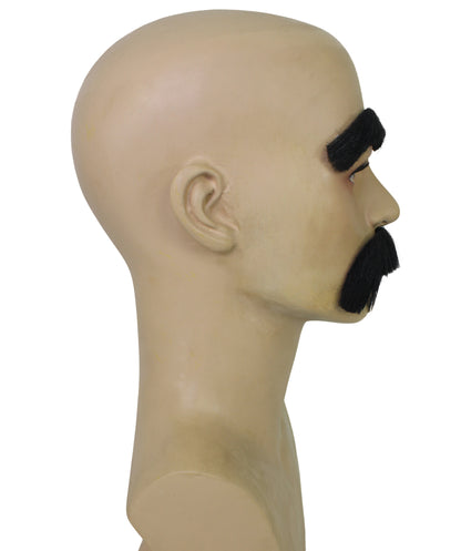 HPO Adult Men's Bold Black Stick-On Mexican Mustache With Eyebrows | Hilarious Party Accessory Kit | Flame-retardant Synthetic Fiber