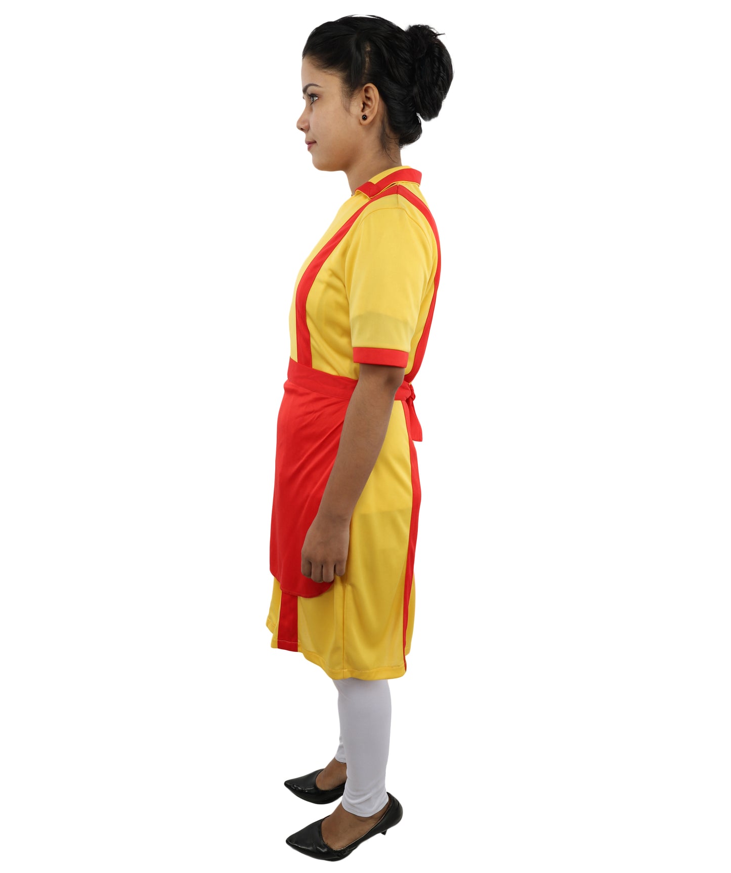 HPO Women’s Red & Yellow Waitress Costume – Stylish Scarf Dress with Collar Detail | Party & Cosplay Uniform Adults Outfit