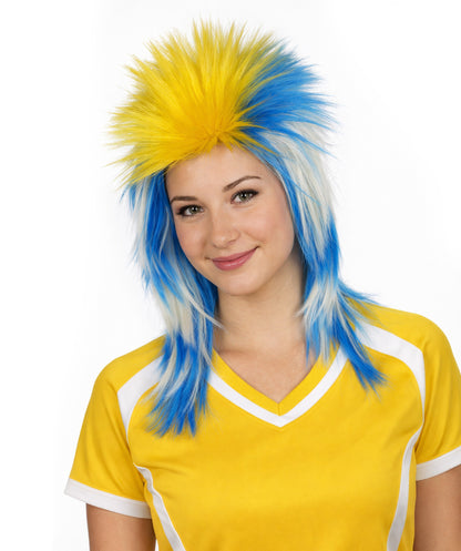 Uruguay Flag Sports,80's Mullet Wig | Premium Breathable Capless Cap