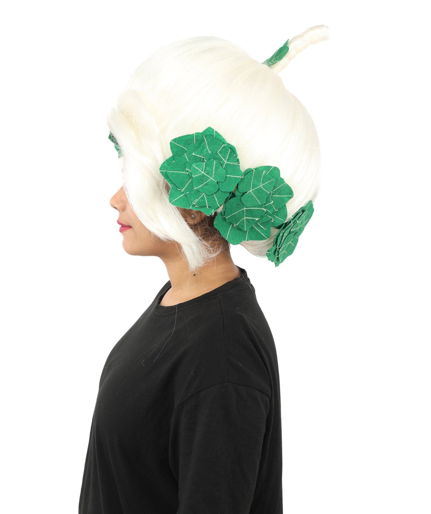 HPO Adult Women's Sculpted Pumpkin Show Wig | Multiple Color Options | Create of synthetic fiber, massive spherical updo with green leaf accents, breathable base | Halloween, theater, drag, performance, party, costume events