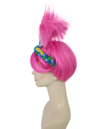 Women's Troll Pink Shoulder-Length Wig| Halloween and Cosplay Wig | Flame-retardant Synthetic Fiber