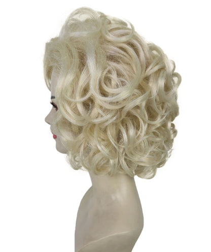 HPO Women’s 80 ’s Material Girl Wig Queen of Pop Short Blonde Curly Wig | Halloween and Cosplay Wig | Flame-retardant Synthetic Fiber