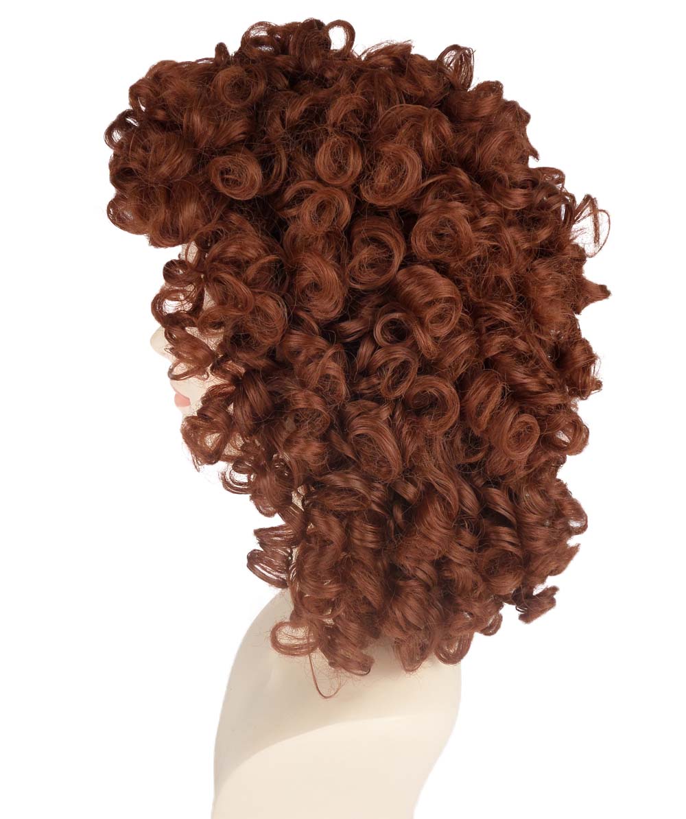 HPO Women's Medium Curly Olympian Lady Wig Collection | Fancy Halloween Wigs | Premium Breathable Capless Cap