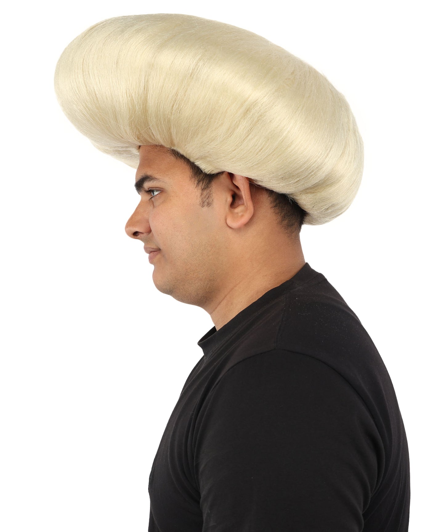 HPO Men's Mad Scientist Wig | High Volume White Vertical Hair with Faux Bald Cap Top & Structured Styling | Halloween Costume Party Theater Prop & Dress Up Accessory | Multicolor Options