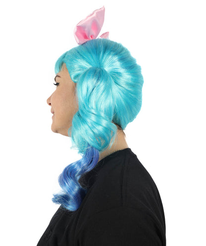 HPO Women's American Celebrity Multicolor Curly Ponytail Wig | Halloween and Cosplay Wig | Flame-retardant Synthetic Fiber