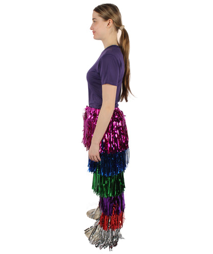 Women's Tinsel Wide Colorful Leg Pants, Perfect for Halloween, Tinsel Material