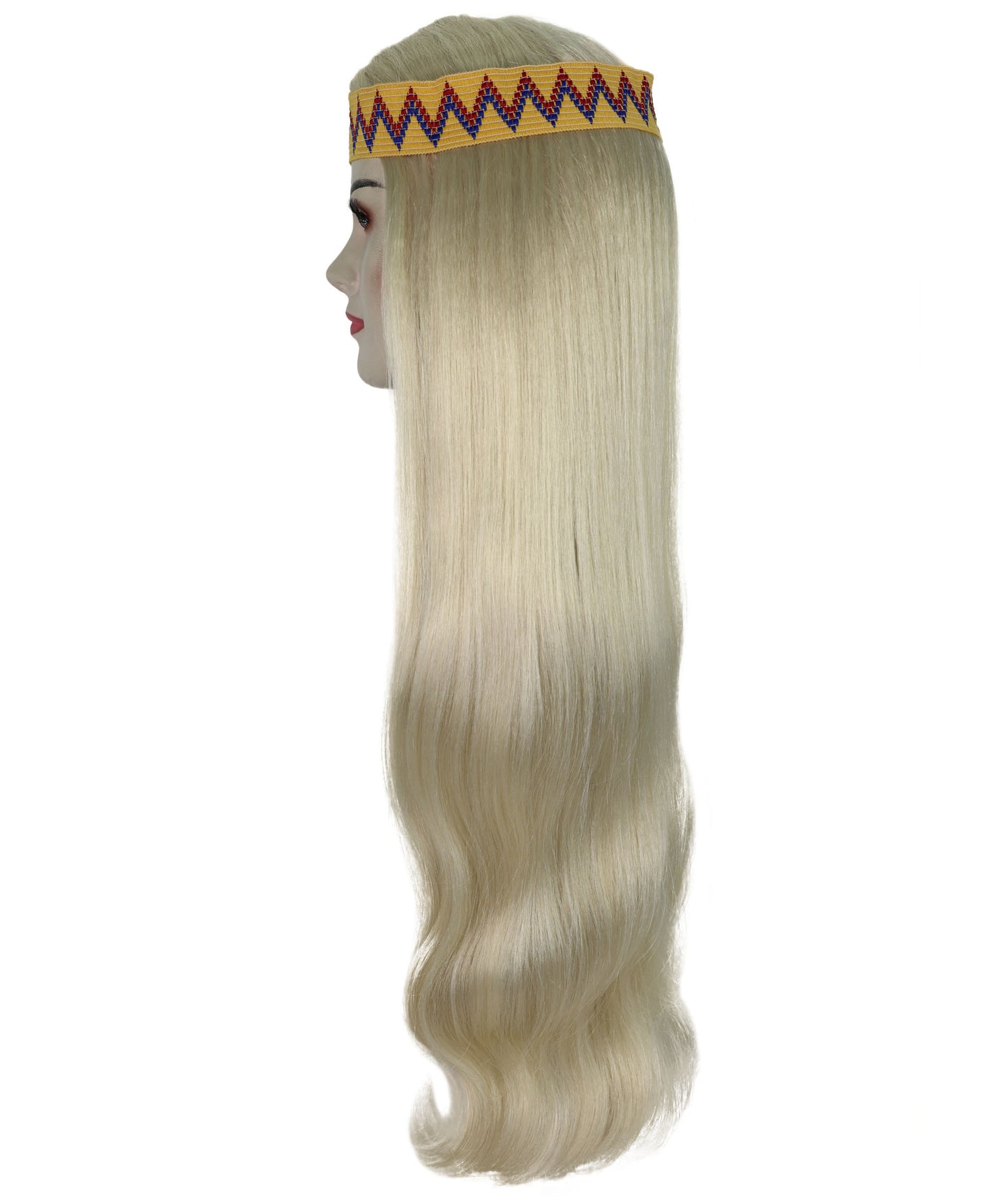 HPO Adult Female WIG Hippie Long with Headband – Boho Multiple Wigs Premium Breathable Capless Cap with Flame Retardant Synthetic Fiber Hair