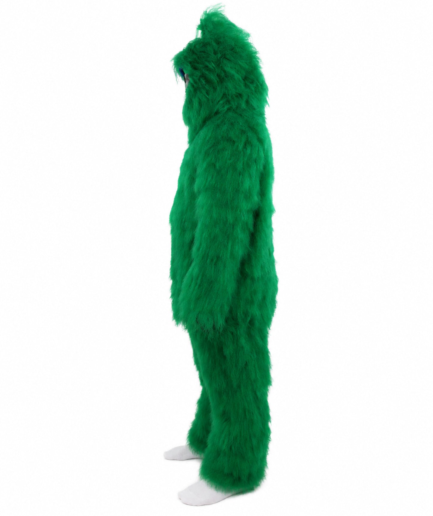 HPO Unisex Green Animal Fur Monster Costume Bundle – 75 Inch Full Outfit with Head Mask & Body Suit | Plush Mascot Style Costume for Halloween and Cosplay