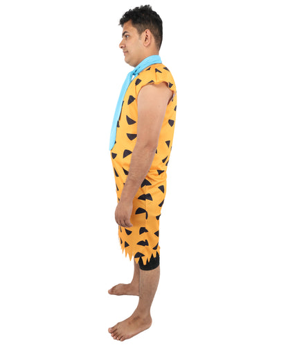 HPO Men’s Prehistoric Caveman Multicolor Costume | Animal-Print Tunic & Belt Outfit | Halloween, Themed Parties, Stage & Cosplay Costume